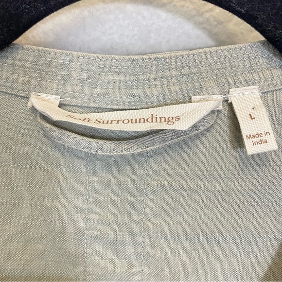 Soft Surroundings Chambray Roll Tab Sleeves Shirt Dress Green Size Large - Picture 2 of 8